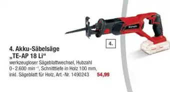 toom Baumarkt Akku Säbelsäge TE-AP 18 LI Angebot