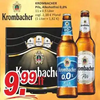 Getränke Fleischmann Krombacher Pils, Alkoholfrei 0,0% 11x0,5 Liter Angebot