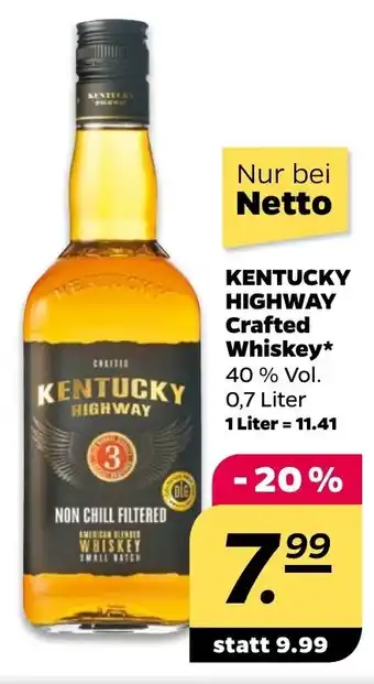 NETTO Kentucky Highway Crafted Whiskey 0,7 Liter Angebot