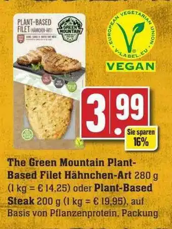 Scheck-in-Center The green mountain plant-based filet hähnchen-art oder plant-based steak Angebot