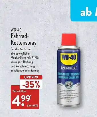 Aldi Nord Wd-40 fahrrad-kettenspray Angebot