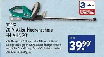 Aldi Nord Ferrex 20-v-akku-heckenschere fn-ahs 20 Angebot