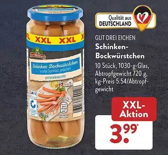 Aldi Süd Gut drei eichen schinken-bockwürstchen Angebot