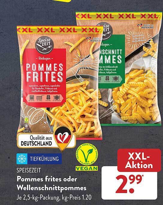 Speisezeit pommes frites oder wellenschnittpommes Angebot bei Aldi Süd
