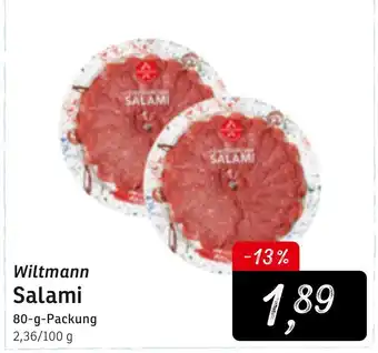 KONSUM Wiltmann Salami 80 g Angebot