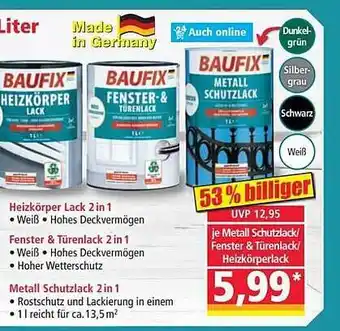 Norma Baufix heizkörper lack 2in1, fenster & türenlack 2in1 oder metall schutzlack 2in1 Angebot