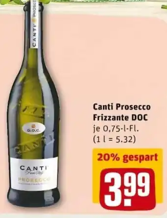 REWE PETZ Canti Prosecco Frizzante DOC 0,75L Angebot