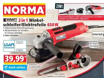 Norma Kraft Werkzeuge 2in1 Winkelschleifer/Elektrofeile 650 W Angebot