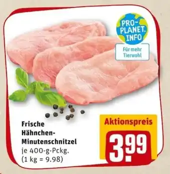 REWE PETZ Frische Hähnchen Minutenschnitzel 400g Angebot