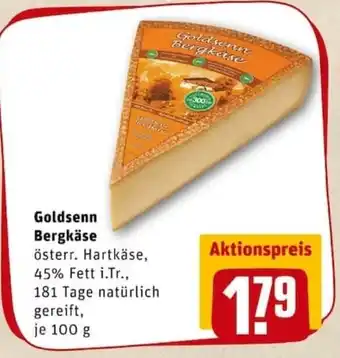 REWE PETZ Goldsenn Bergkäse 100g Angebot