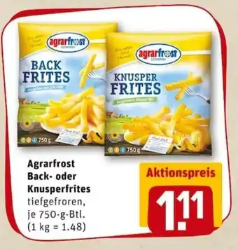 REWE PETZ Agrarfrost Back oder Knusperfrites 750g Angebot