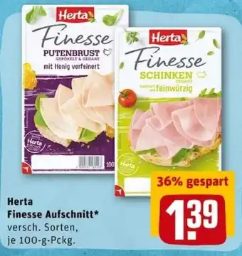 REWE PETZ Herta Finesse Aufschnitt 100 g Angebot