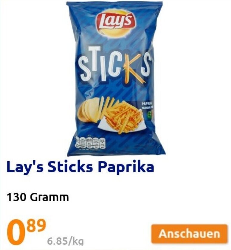 Lay's Sticks Paprika 130 Gramm Angebot bei Action