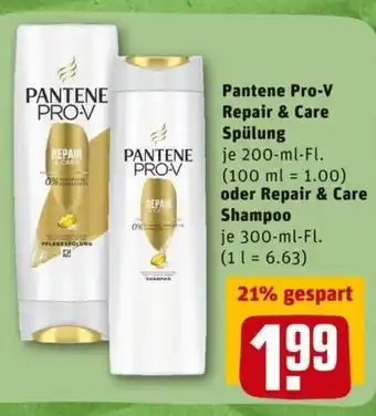 REWE PETZ Pantene Pro V Repair & Care Spülung 200ml oder Shampoo 300ml Angebot