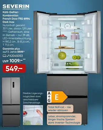 Galeria Severin Kühl Gefrier Kombination French Door FRD 8994 Dark Inox Angebot