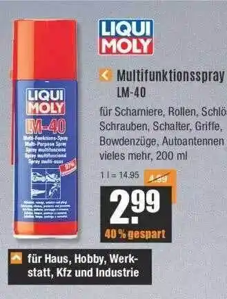 V Baumarkt Liqui moly multifunktionsspray lm-40 Angebot