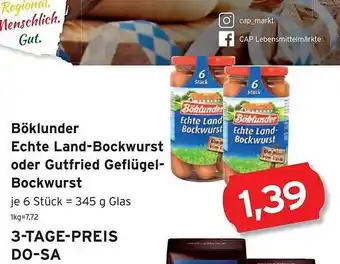 CAP Markt Böklunder echte land-bockwurst oder gutfried geflügel-bockwurst Angebot