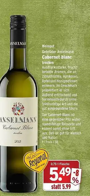 Wasgau Weingut cabernet blanc trocken Angebot