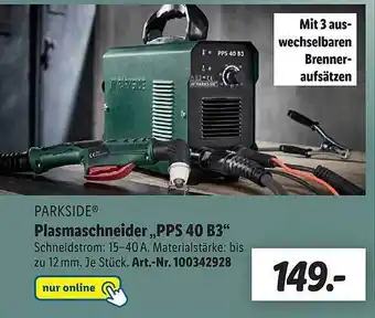 Lidl Parkside plasmaschneider pps40b3 Angebot