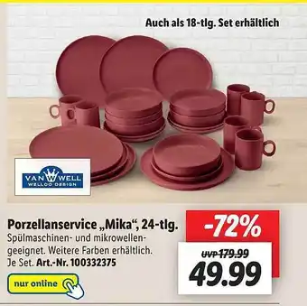 Lidl Van well porzellanservice mika 24-tlg Angebot