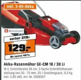 OBI Akku-rasenmäher ge-cm 18-30 li einhell Angebot