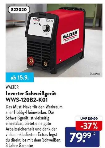 Aldi Süd Walter inverter schweißgerät wws-120b2-k01 Angebot