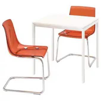 IKEA Melltorp / tobias tisch und 2 stühle weiß weiß/verchromt braun/rot Angebot