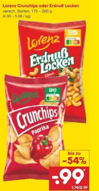 Netto Marken-Discount Lorenz Crunchips oder ErdnuB Locken 175-200g Angebot