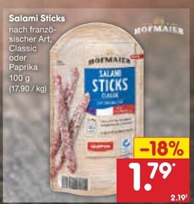 Salami Sticks 100g Angebot bei Netto MarkenDiscount