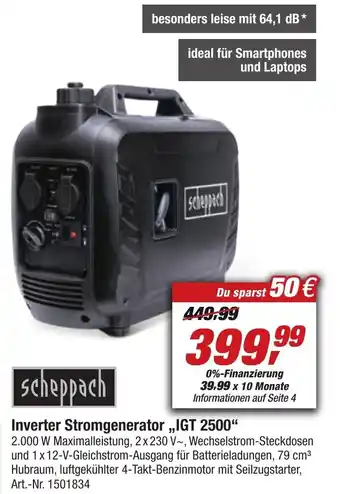 toom Baumarkt Scheppach Inverter Stromgenerator ,,IGT 2500" Angebot