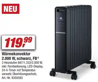 toom Baumarkt Wärmekonvektor 2.000 W, schwarz, FB Angebot