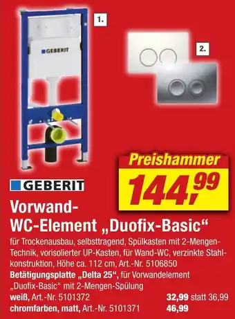 toom Baumarkt Geberit Vorwand WC Element Duofix Basic Angebot