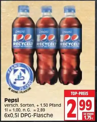 Edeka Pepsi 6x0,5 L DPG Flasche Angebot