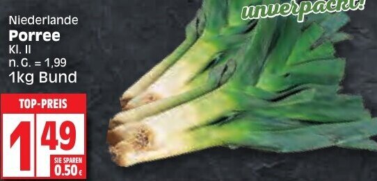 Porree 1kg Bund Angebot bei Edeka