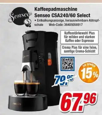 Expert Klein Kaffeepadmaschine senseo csa240-60 select Angebot