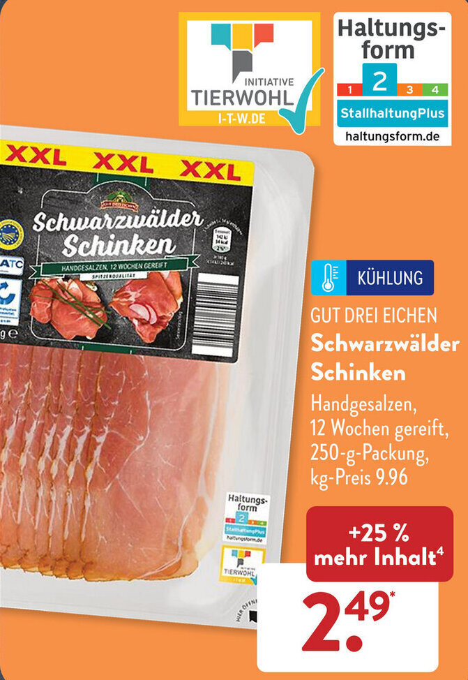 Gut Drei Eichen Schwarzwälder Schinken 250 g Packung Angebot bei Aldi Süd