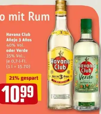 REWE City Havan Club Añejo 3 Años oder Verde 0,7L Angebot