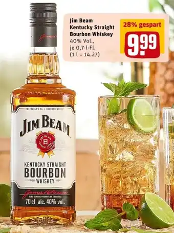 REWE City Jim Beam Kentucky Straight Bourbon Whiskey 0,7L Angebot