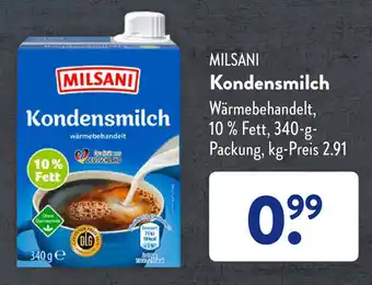 Aldi Süd Milsani Kondensmilch 340 g Packung Angebot