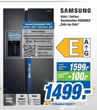 Expert Bening Samsung kühl-gefrierkombination rs8gwex „side-by-side“ Angebot