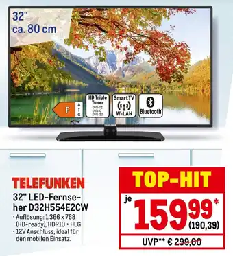 METRO Telefunken 32" LED Fernseher D32H554E2CW Angebot