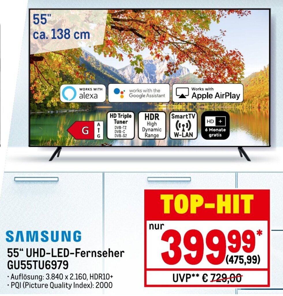 Samsung 55" UHD LED Fernseher GU55TU6979 Angebot bei METRO
