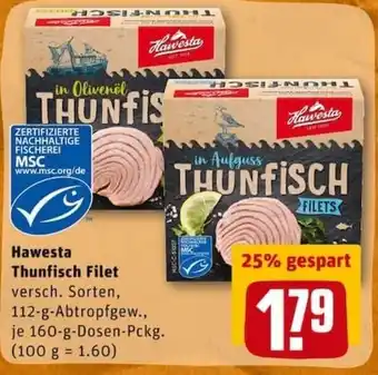 REWE City Hawesta Thunfisch filet 160g Angebot