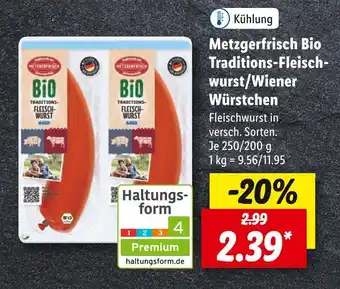 Lidl Metzgerfrisch traditions-fleisch-bio wurst/wiener würstchen Angebot