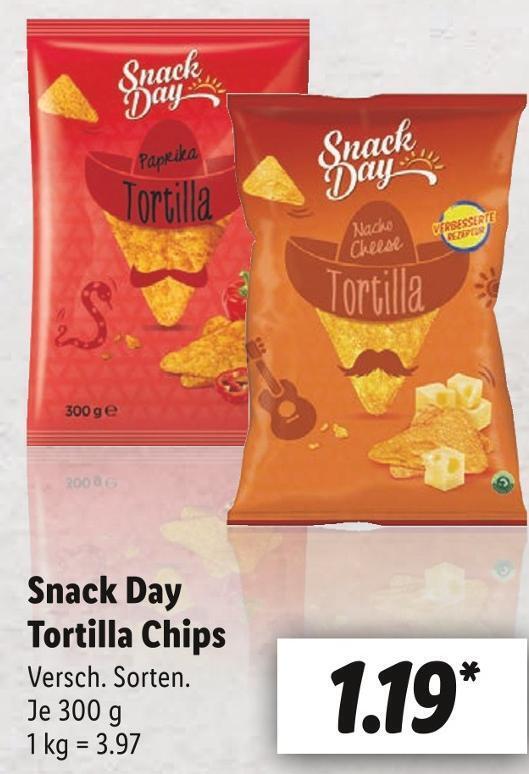 Snack day tortilla chips Angebot bei Lidl