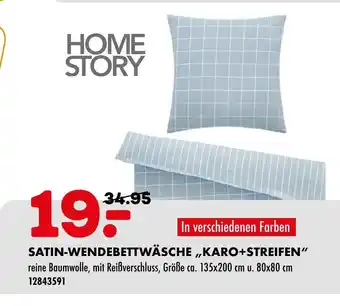 Möbel Kraft Home story satin-wendebettwäsche „karo+streifen“ Angebot