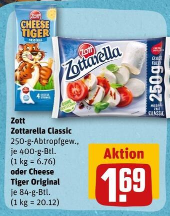 REWE Zott zottarella classic oder cheese tiger original Angebot