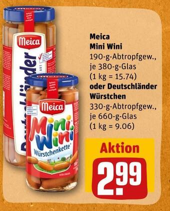 REWE Meica mini wini oder deutschländer würstchen Angebot