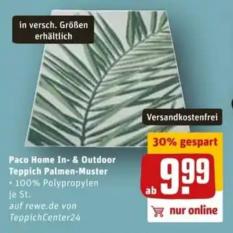 REWE City Paco Home In & Outdoor Teppich Palmen Muster Angebot