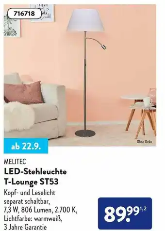 Aldi Nord Melitec led-stehleuchte t-lounge st53 Angebot